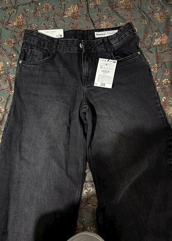 Berska geniş paça düşük bel jean - Görsel 6