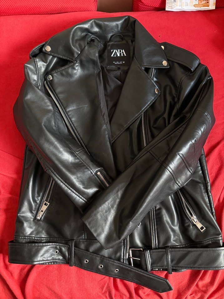 Zara siyah deri çeket - Görsel 4