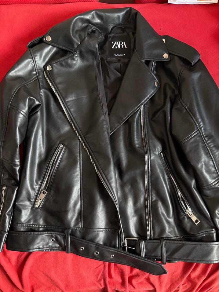 Zara siyah deri çeket - Görsel 3