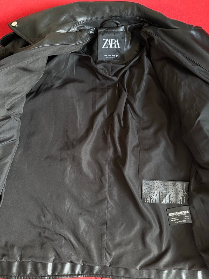 Zara siyah deri çeket - Görsel 5