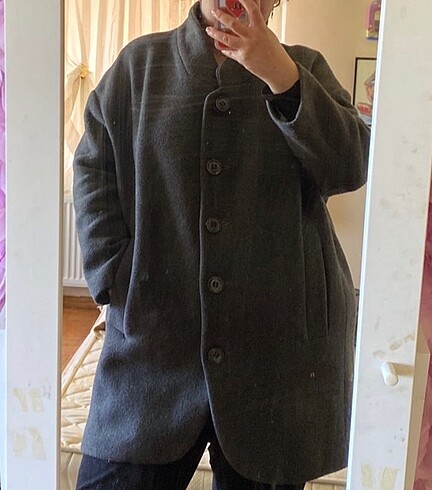 Diğer Gri Oversize Kaban