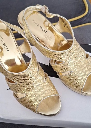 Altın Renkli Topuklu Kadın Abiye Ayakkabı - Görsel 2