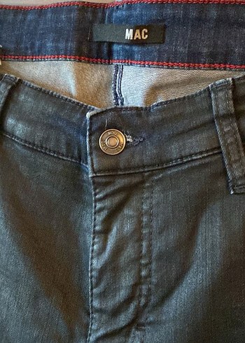 Büyük Beden Deri Görünümlü Kot Pantolon - Görsel 2