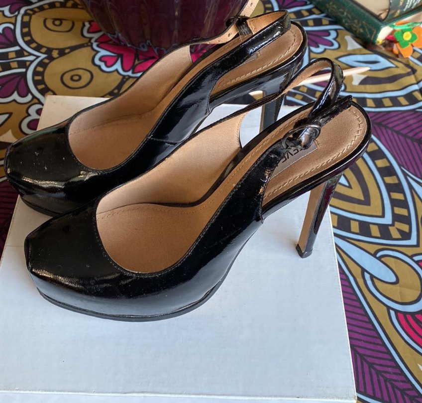 Siyah Rugan Platform İnce Topuklu Ayakkabı - Görsel 2