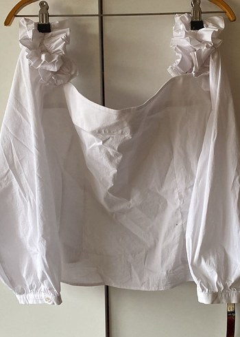 Büyük Beden Straplez Fırfırlı Uzun Kollu Gömlek - Görsel 3