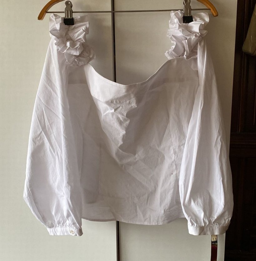 Büyük Beden Straplez Fırfırlı Uzun Kollu Gömlek - Görsel 3