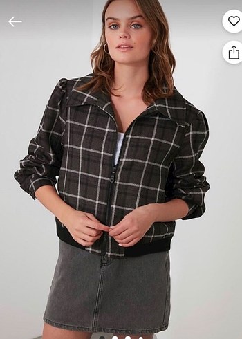 Gri Kareli Mevsimlik Kadın Ceket - Görsel 2