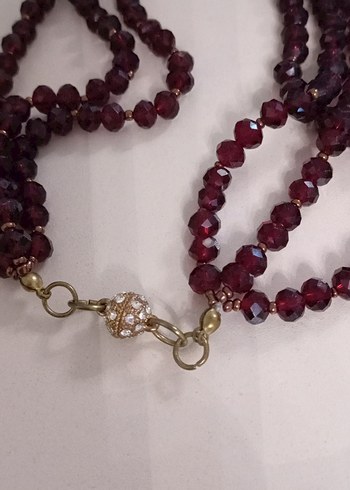 Bordo Boncuklu Uzun Bohem Kolye - Görsel 2