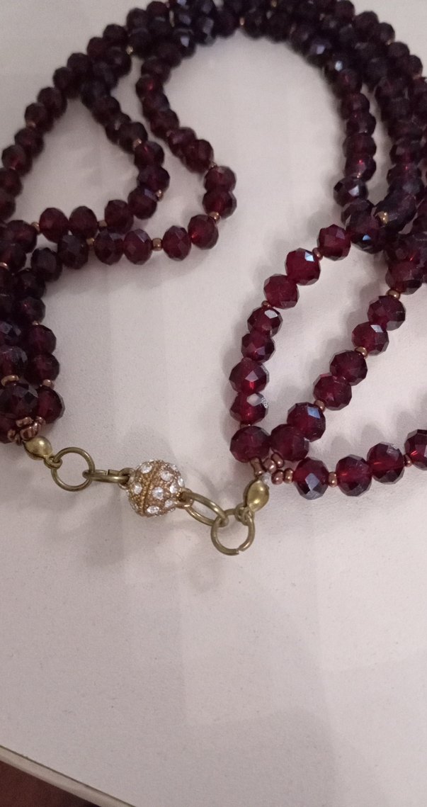 Bordo Boncuklu Uzun Bohem Kolye - Görsel 2