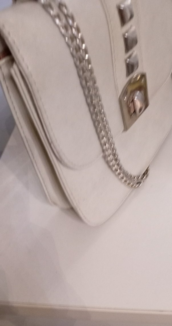 krem Desenli Zincir Detaylı Süet Çanta - Görsel 2