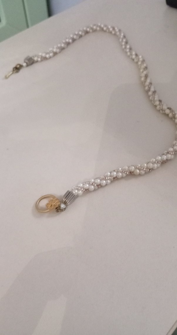 Beyaz Boncuklu Midi Kadın Kolye - Görsel 4