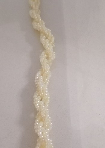 Beyaz Boncuklu Midi Bohem Kadın Kolye - Görsel 4