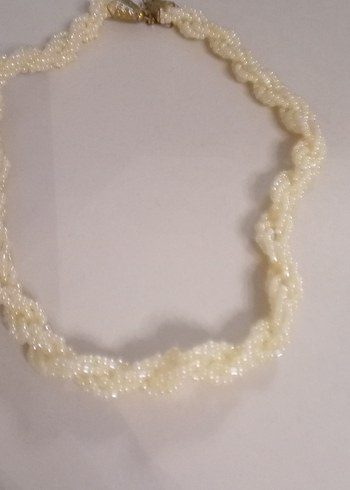 Beyaz Boncuklu Midi Bohem Kadın Kolye - Görsel 2