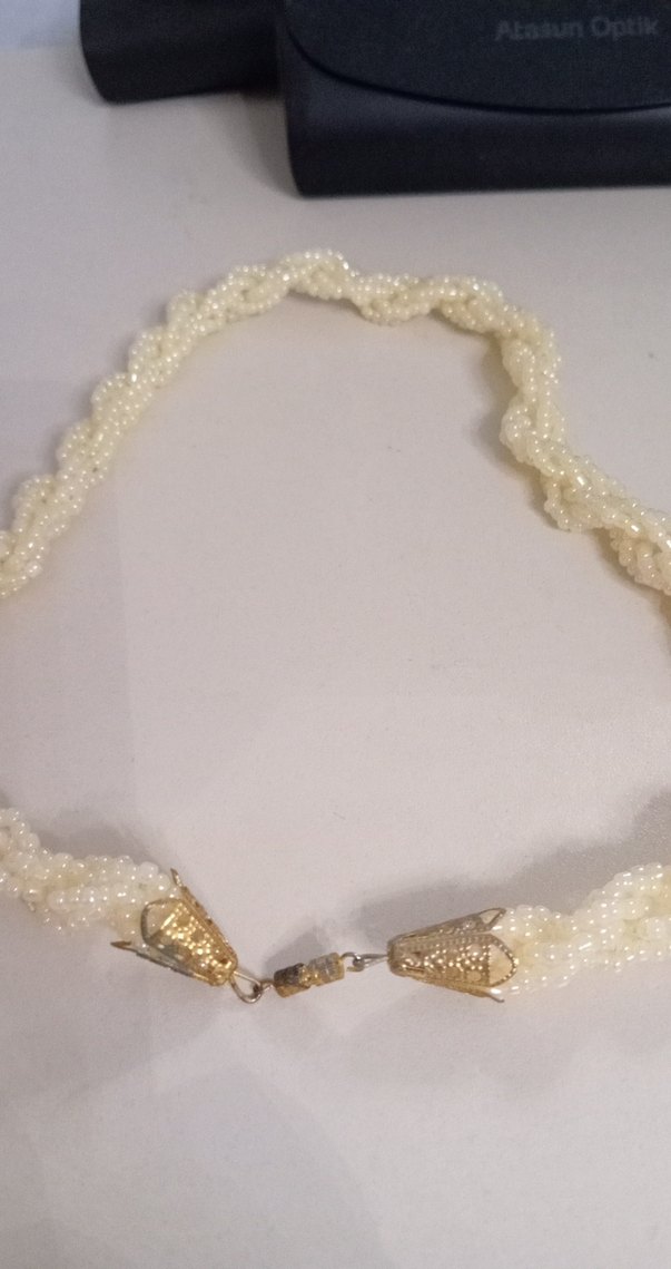 Beyaz Boncuklu Midi Bohem Kadın Kolye - Görsel 3