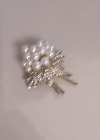 İnci İşlemeli Vintage Kadın Broş - Görsel 4