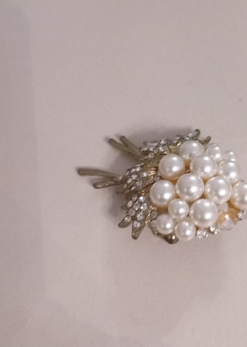 İnci İşlemeli Vintage Kadın Broş - Görsel 2