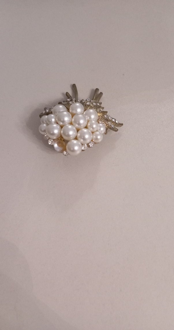 İnci İşlemeli Vintage Kadın Broş - Görsel 3