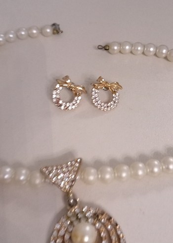 İnci ve Taşlı Kadın Takı Seti - Görsel 3