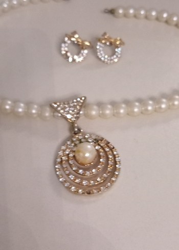 İnci ve Taşlı Kadın Takı Seti - Görsel 4