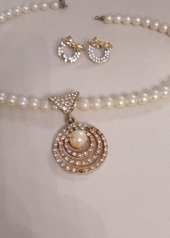 İnci ve Taşlı Kadın Takı Seti - Görsel 2