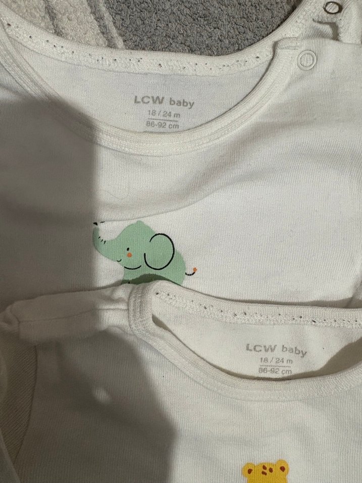 Beyaz Uzun Kollu unisex Çocuk Baskılı bady - Görsel 3