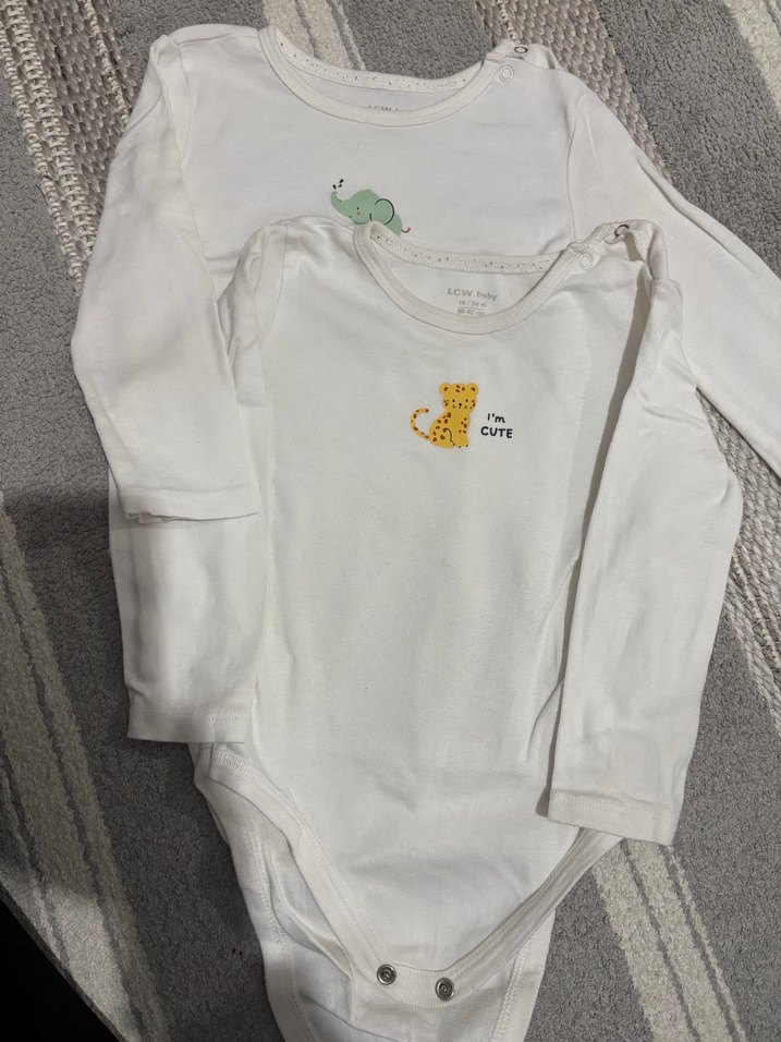 Beyaz Uzun Kollu unisex Çocuk Baskılı bady - Görsel 2