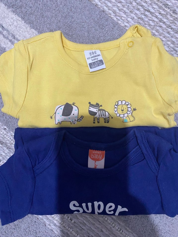 Sarı ve Lacivert Erkek Bebek Body Takımı - Görsel 2