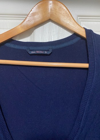 Lacivert V Yaka Düğmeli İnce Kadın Hırka - Görsel 2