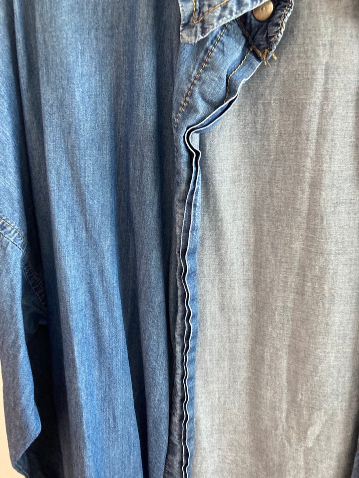 Düğmeli Salaş Midi Kadın Kot Ceket - Görsel 2