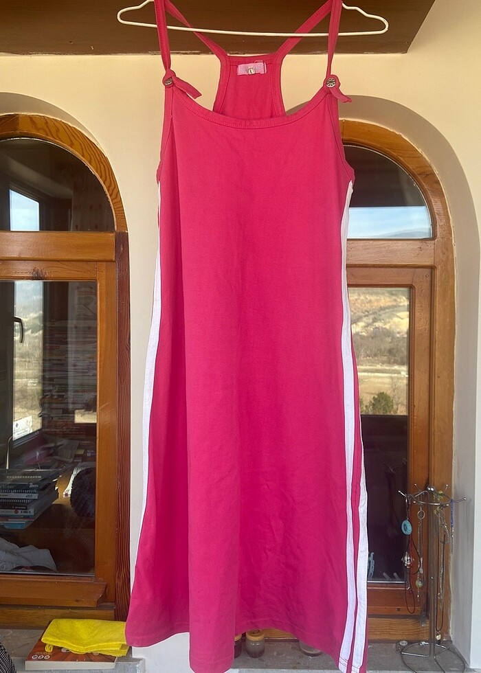 Penye Salopet Mini Elbise - Görsel 2