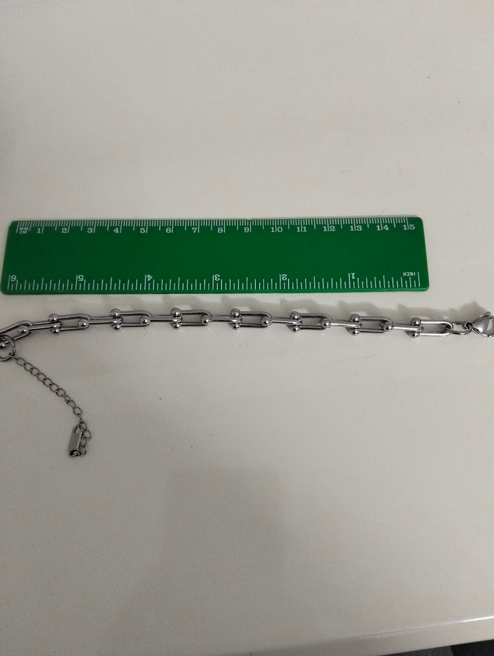 Gri Zincir Detaylı Minimalist Bileklik Çelik - Görsel 2