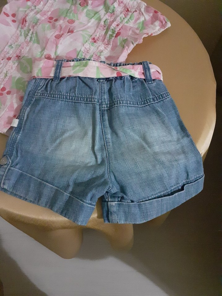 Pembe Bağlamalı Kısa Kollu Bebek Kız Takımı - Görsel 3