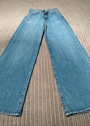 Addax Acik Mavi Genis Paca Denim Jean