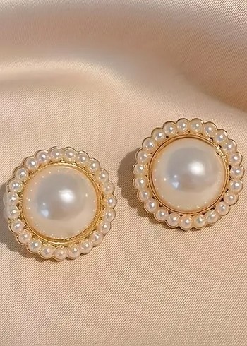 İnci İşlemeli Vintage Küpe - Görsel 2