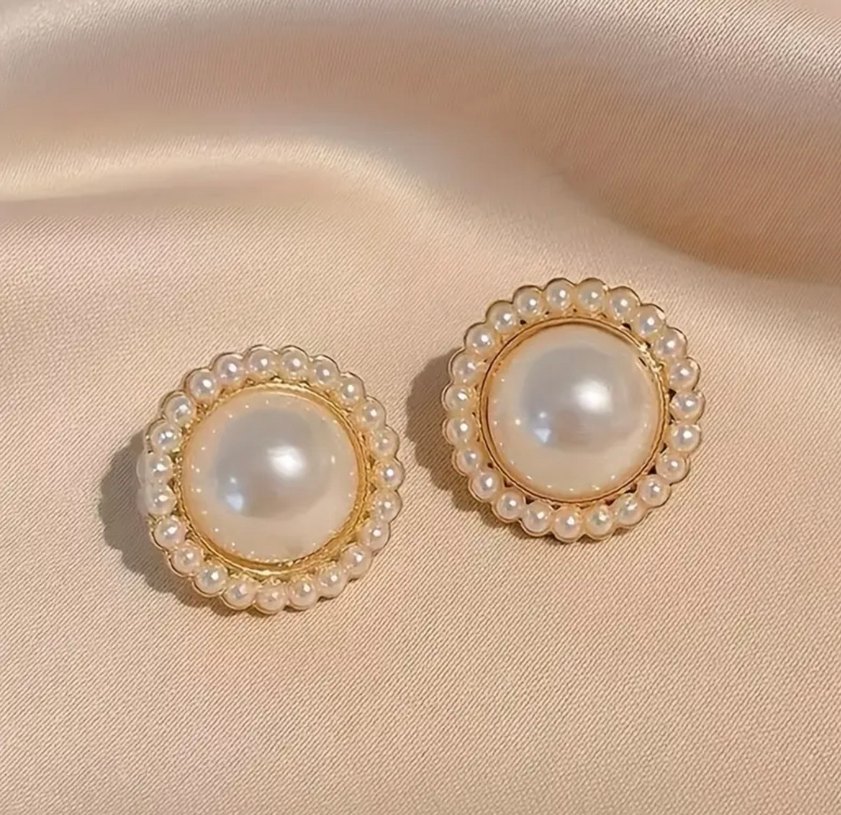 İnci İşlemeli Vintage Küpe - Görsel 2