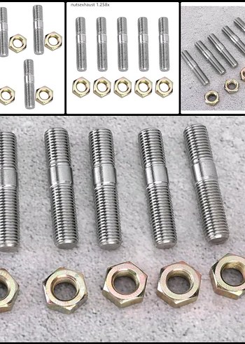 5 adet Egzoz manifolt saplama civatasi ve somunu, stud bolt - Görsel 3