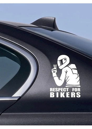 Siyah Baskılı Motosiklet sürücüsü stikerı - Görsel 3