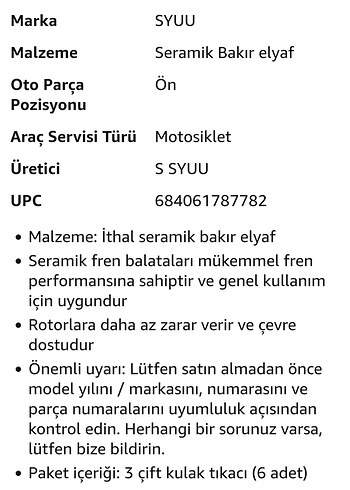 [Yamaha&Diversion] 3 çift 6 adet Motosiklet Fren Balatası - Görsel 13