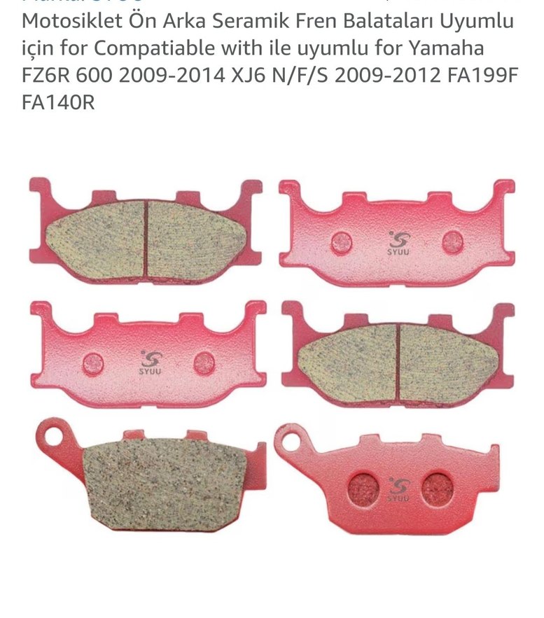 [Yamaha&Diversion] 3 çift 6 adet Motosiklet Fren Balatası - Görsel 3