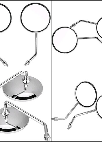 Motosiklet kaliteli çiftli gümüş renk dikiz Ayna - Görsel 2