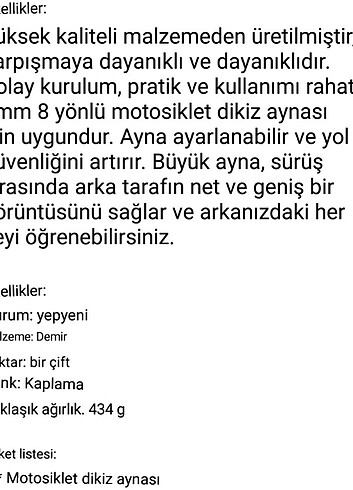 Motosiklet kaliteli çiftli gümüş renk dikiz Ayna - Görsel 6