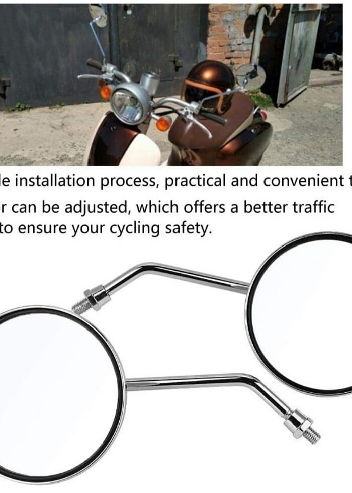 Motosiklet kaliteli çiftli gümüş renk dikiz Ayna - Görsel 3