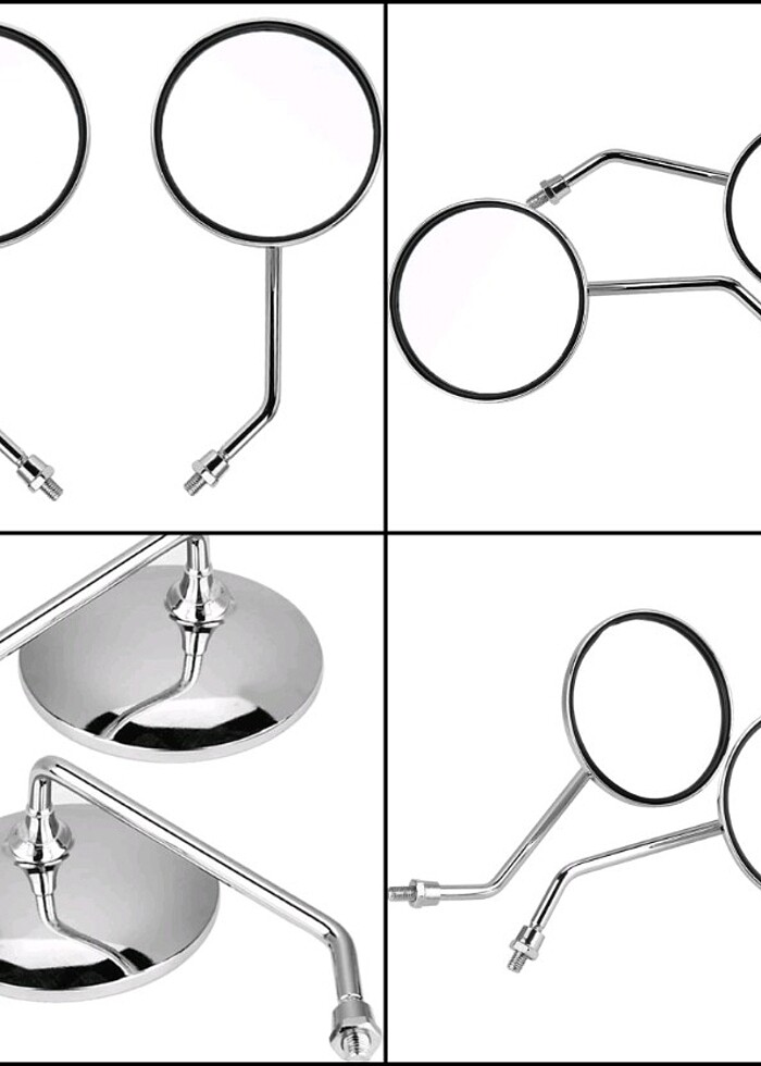Motosiklet kaliteli çiftli gümüş renk dikiz Ayna - Görsel 2