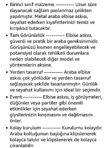 Araç içi, Koltuk elbise Askılığı - Görsel 7