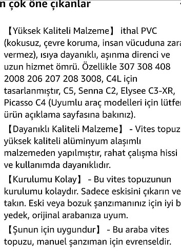 Peugeot ve Citroën uyumlu manuel Vites topuzu - Görsel 5