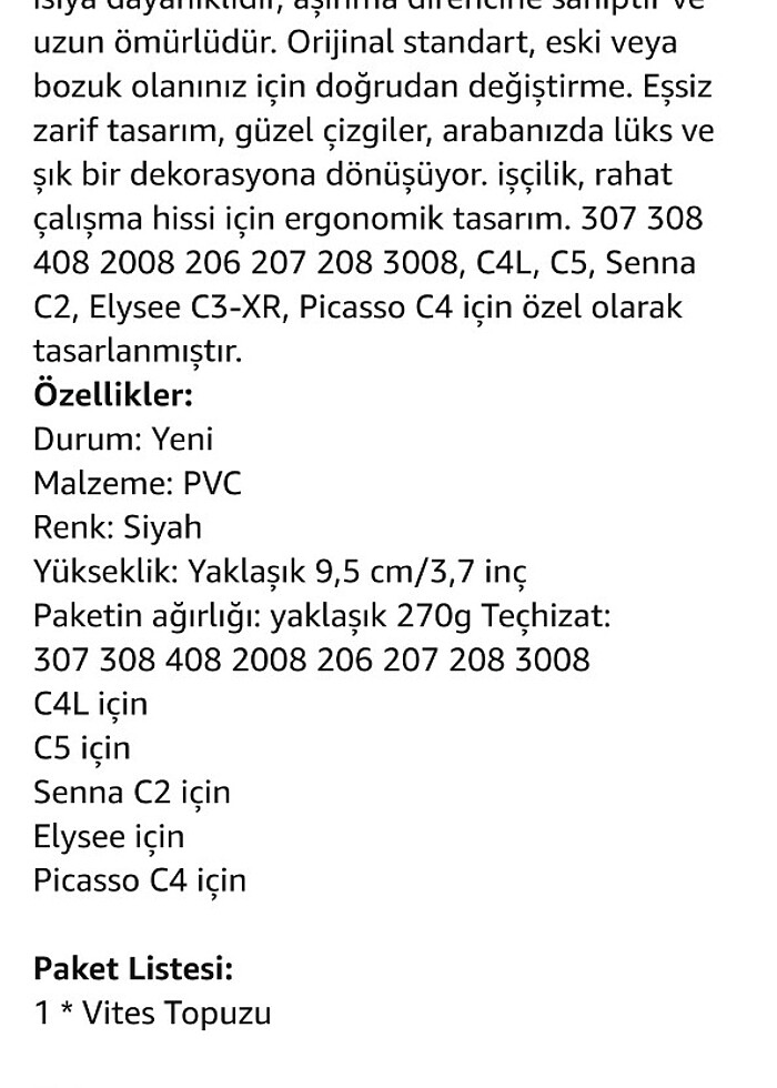 Peugeot ve Citroën uyumlu manuel Vites topuzu - Görsel 4