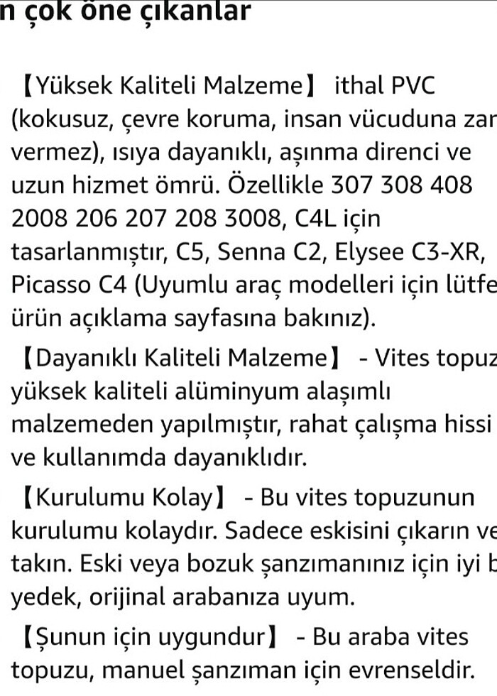 Peugeot ve Citroën uyumlu manuel Vites topuzu - Görsel 5