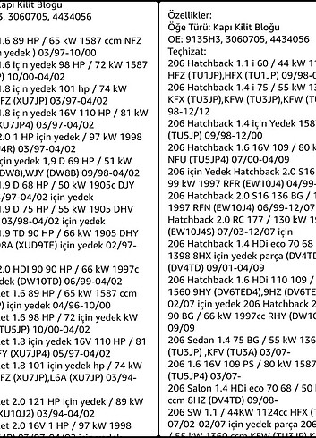Peugeot 206, 207, 306 ve Citroën C2 Kapı Kilidi Bloğu - Görsel 9