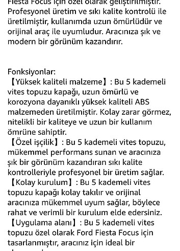 Ford Focus ve Fiesta Vites topuzu kapağı - Görsel 5