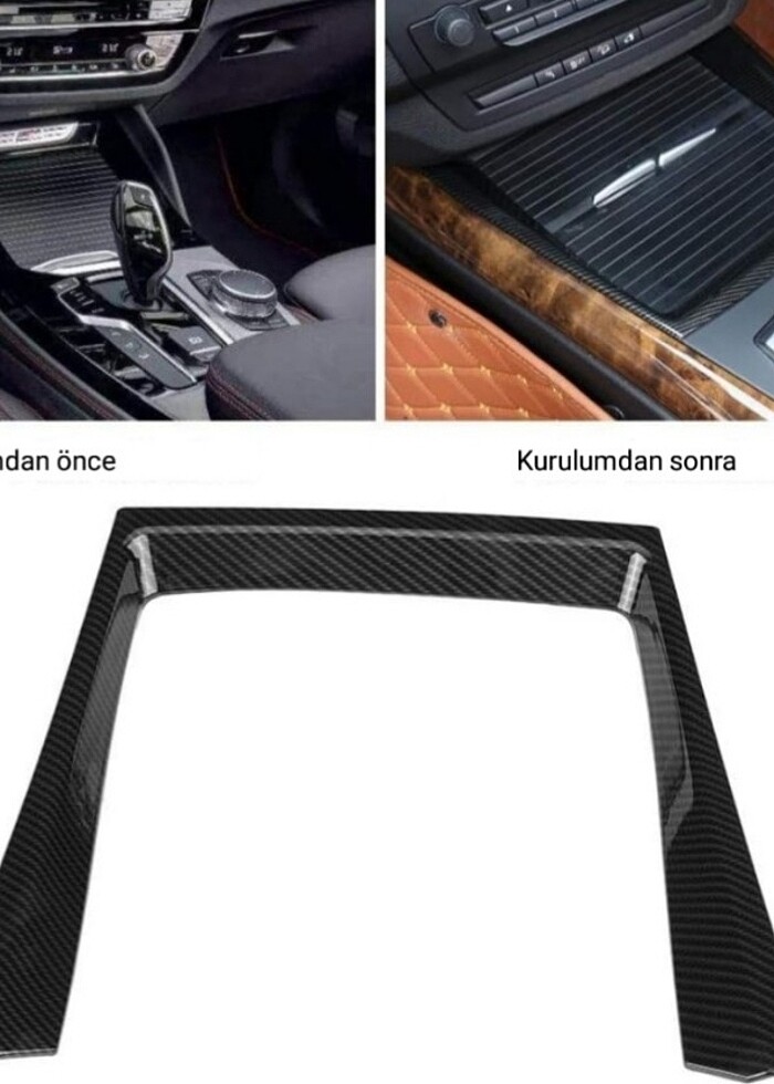 BMW X5 Su Bardağı Tutucu çevresi karbon fiber kaplama - Görsel 2